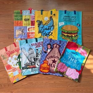 7 NWT Trader Joe's Regional State City Shopping Gift Bags Totes Bundle